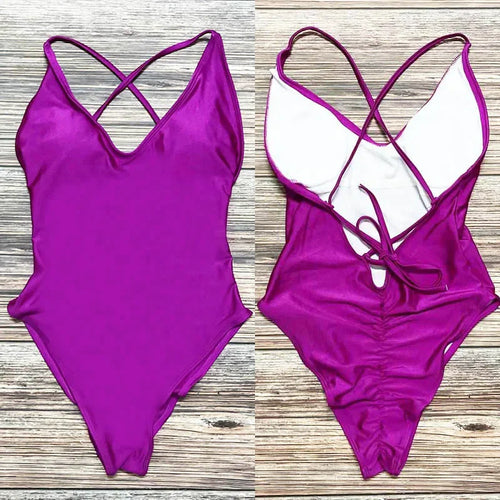 S-3XL Padded One Piece Swimsuit Women Swimwear Solid Bathing Suit