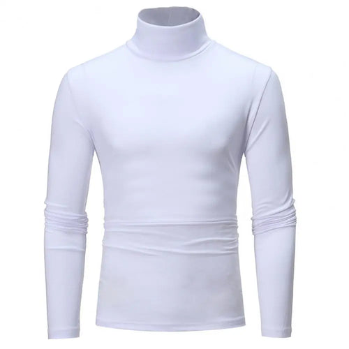 2021 New Men's Solid Color Turtleneck T Shirts Male Slim Fit Long