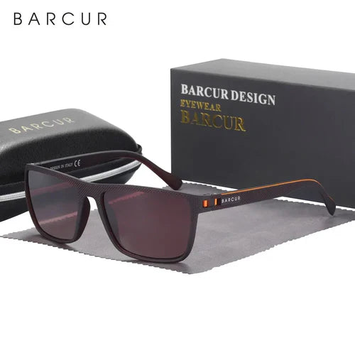 BARCUR Design TR90 Sunglasses Men Polarized Light Weight Sports Sun