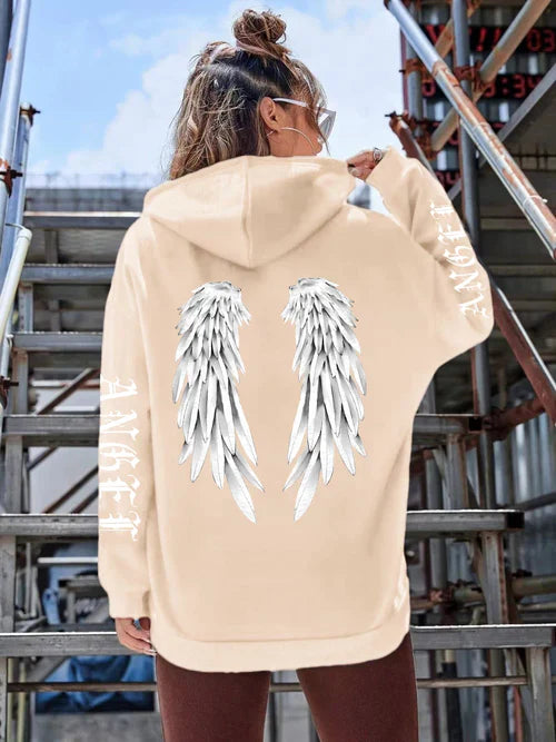 Beautiful Angel Wings Printed Hoodies Women Warm Comfortable Casual