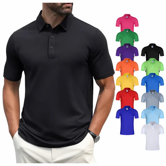 Men's Summer Solid Color Lapel Short-sleeved Casual Daily Outdoor Polo
