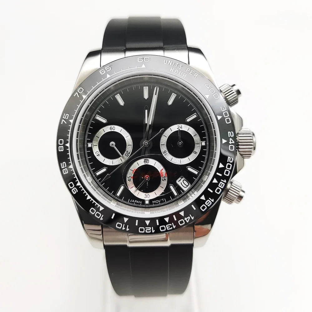 20 color Business 39mm Quartz Watch Men's Timing Sapphire Crystal VK63 Movement Calendar Luminous Blue Dial Stainless Steel Stra