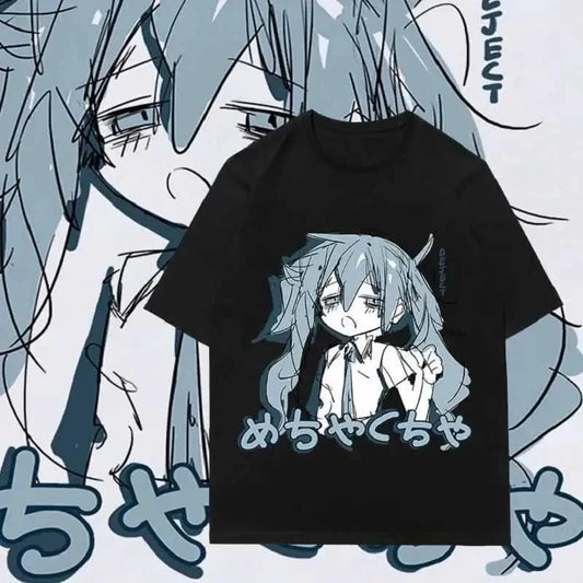 Japanese Y2K Anime Women T-shirt Cotton Loose Streetwear Casual Tees