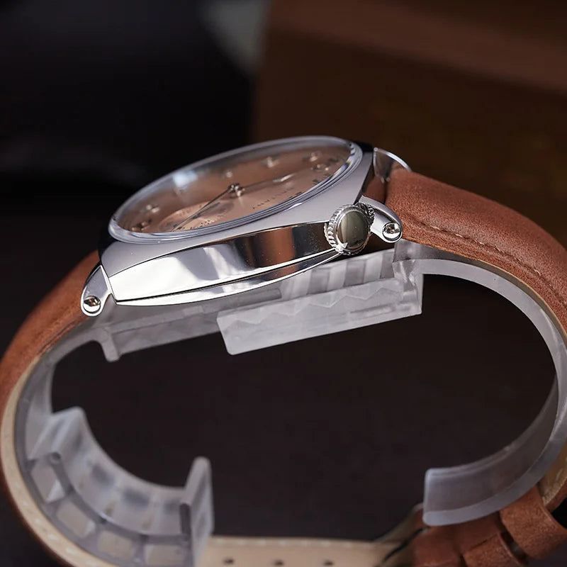 Baltany Luxury 1921 Watch Homage Men S4046 Classic Salmon Dial Sapphire Square Case Vintage Automatic Mechanical Wristwatch