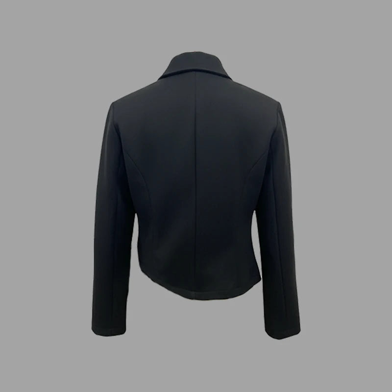 Modigirl Woman Autumn Winter Formal Evening Asymmetric Jackets 2025 New Long Sleeves Black Zipper Urban Casual Women's Outerwear