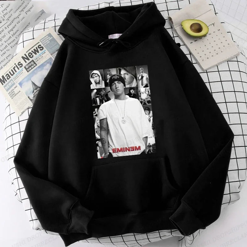 Eminem Print Hoodie Men Women Fashion Hip Hop Hoodies Women Sweats Rapper Sweats Clothing Rock Fashion Harajuku Sweatshirts