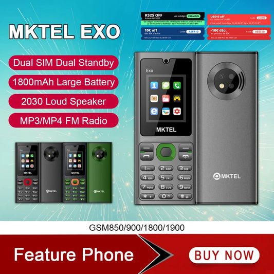 MKTEL EXO Feature Phone Senior Mobile Phone Dual SIM Dual Standby