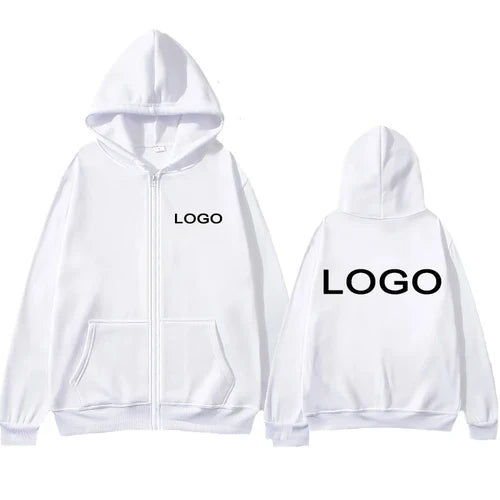 Customized Printed Men Women Zipper Up Hoodie Loose Casual Clothing