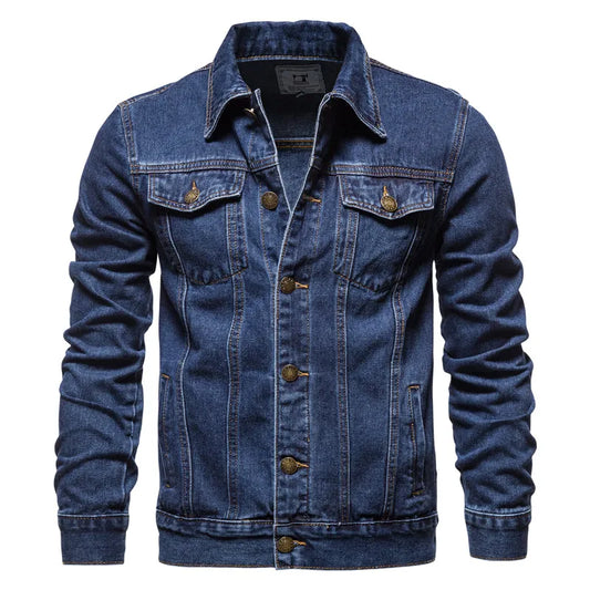 2024 Autumn Men Solid Denim Jackets Fashion Motorcycle Vintage Jeans
