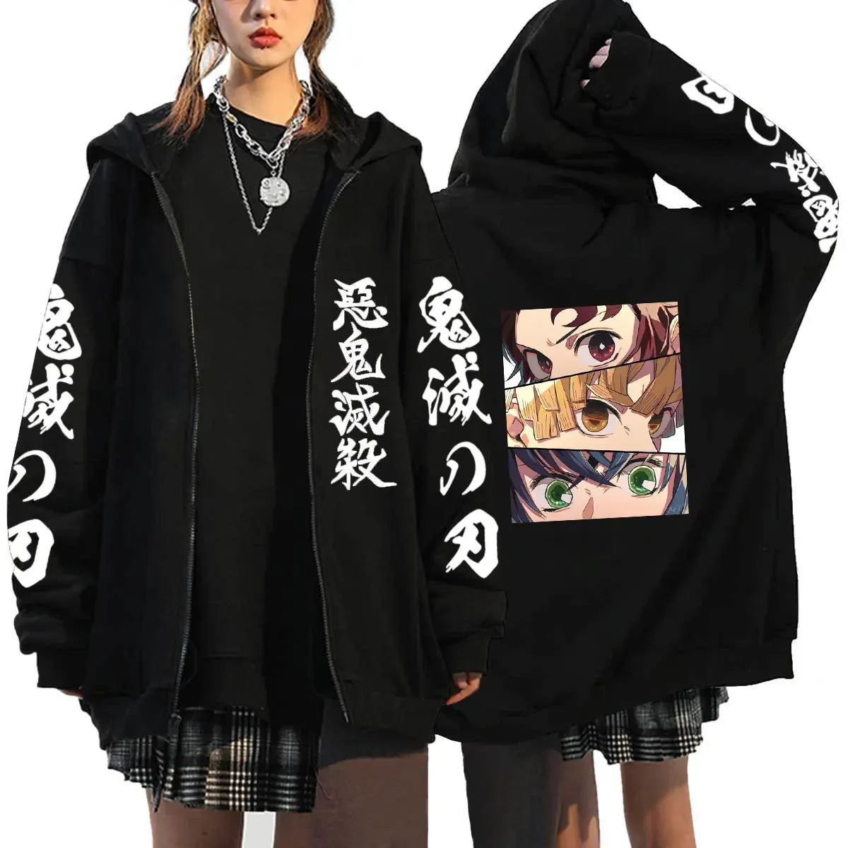 Demon Slayer Zipper Hoodie Roupas Masculinas Women Men Anime Oversized Hoodies Coat Top Femme Full Zip Sweatshirts Jackets