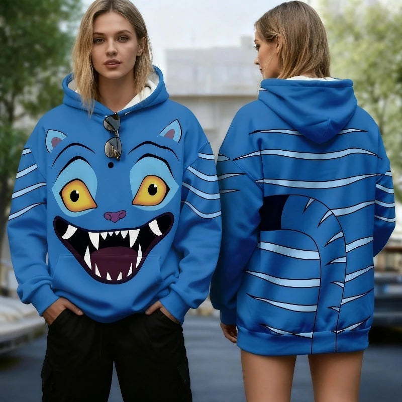 Women's Derpy Printed Hoodie for Autumn Winter KPop Demon Hunters Inspired Cozy Pullover for Daily Wear & Street Style Outings