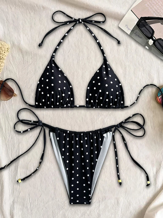 Micro Bikini Sexy Swimsuits For Women 2025 Swimwear Dot Brazilian Bikini Set Thong Biquini Swim Suits String Beachwear Female