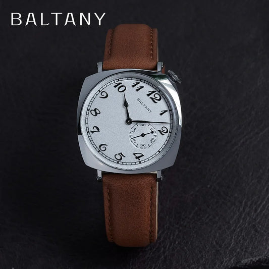 Baltany Luxury 1921 Watch Homage Men S4046 Classic Salmon Dial Sapphire Square Case Vintage Automatic Mechanical Wristwatch