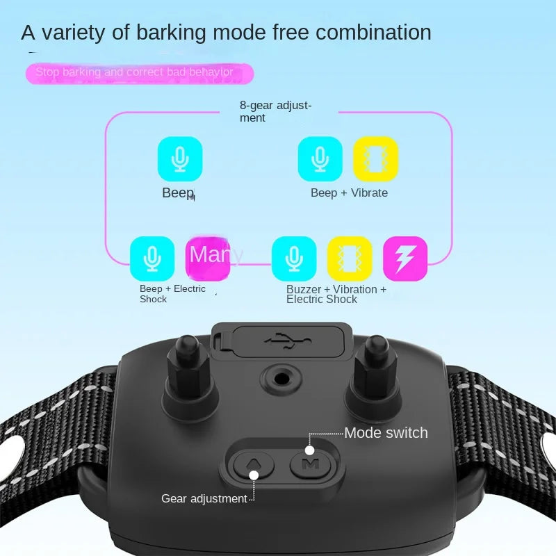 Intelligent Dog Collar Anti Barking Automatic Stop Device Dog Training Electric Anti Disturbance Stop Barking Waterproof
