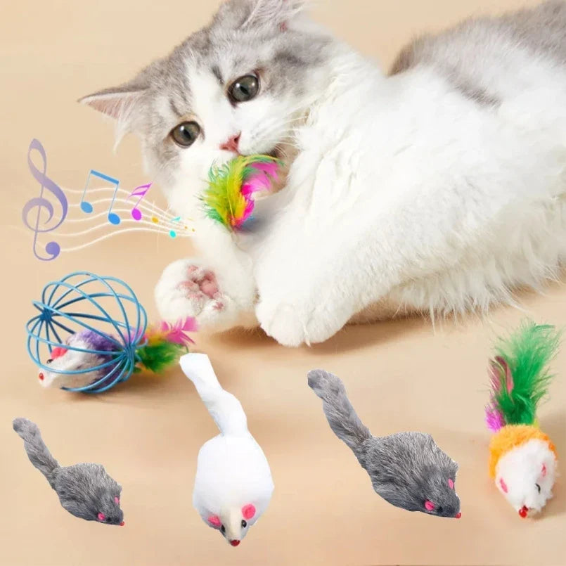 Cat Mice Toys False Mouse Cat Toy Long Tail Mice Soft Real Rabbit Fur Toy For Cats Plush Rat Playing Chew Toy Pet Supplies