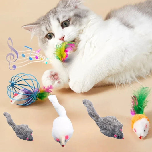 Cat Mice Toys False Mouse Cat Toy Long Tail Mice Soft Real Rabbit Fur Toy For Cats Plush Rat Playing Chew Toy Pet Supplies
