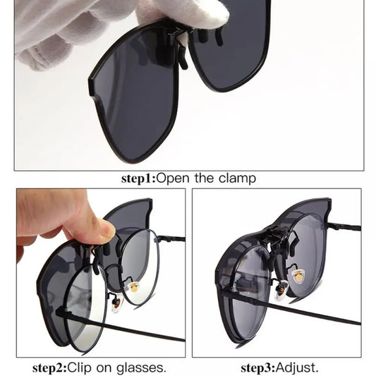 Polarized Clip on Sunglasses Men Car Driver Goggles Night Vision