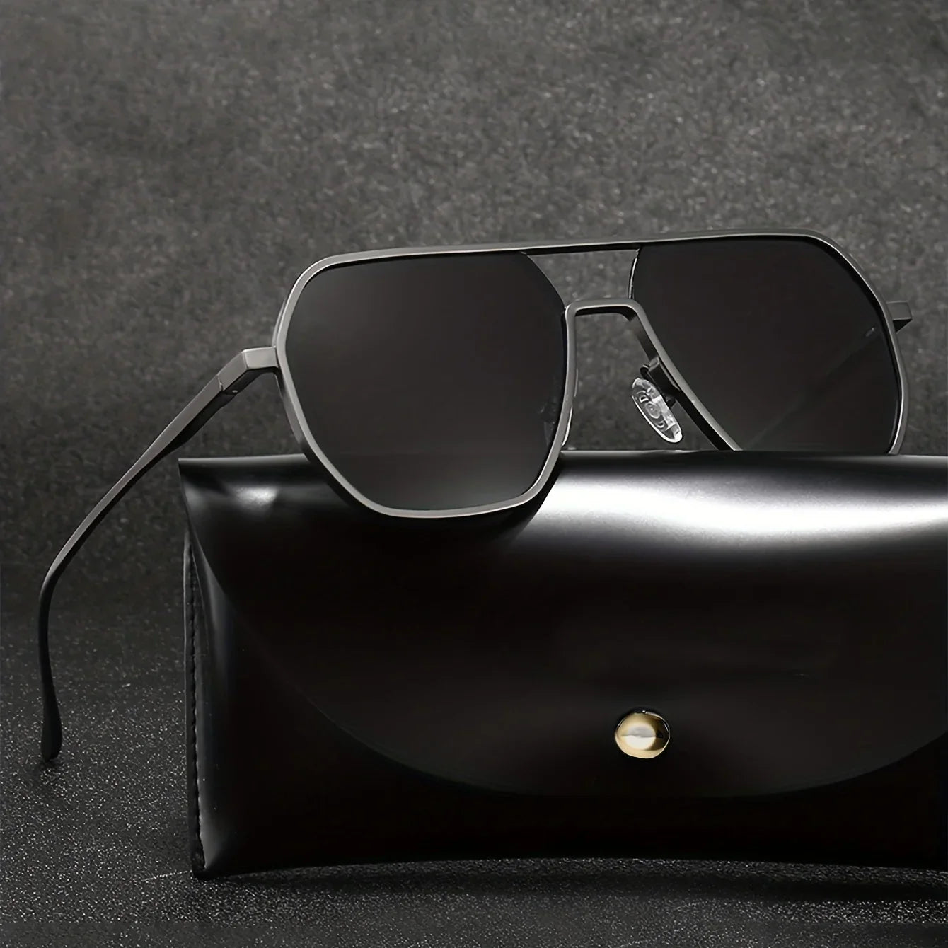 KAMMPT Vintage Polarized Sunglasses Men Fashion Black Shades Eyewear