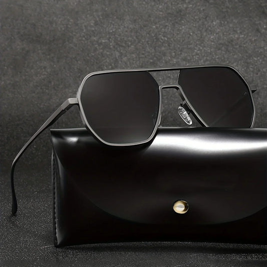 KAMMPT Vintage Polarized Sunglasses Men Fashion Black Shades Eyewear