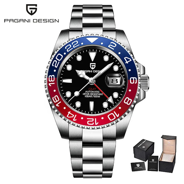 New PAGANI DESIGN Top Brand GMT Mens Wristwatch Sapphire Glass Automatic Men's Watch 100M Waterproof 40mm Men Mechanical Watches
