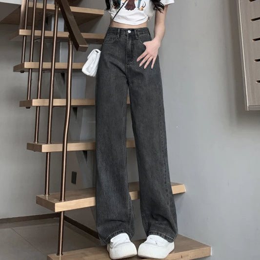 Woman Vintage Wide Leg Jeans Girls High Waist Pants Female Fashion