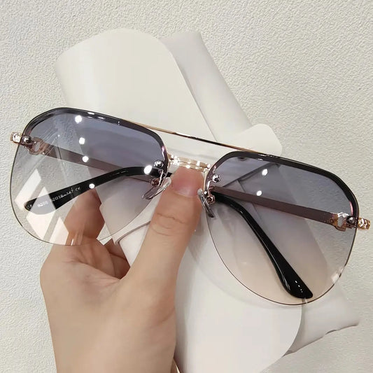 New Fashion Metal Half Frame Women's Outdoor Sunglasses Classic Double