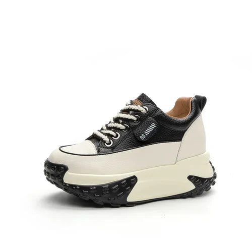 Fujin 7cm Genuine Leather Platform Wedge Fashion Women Spring