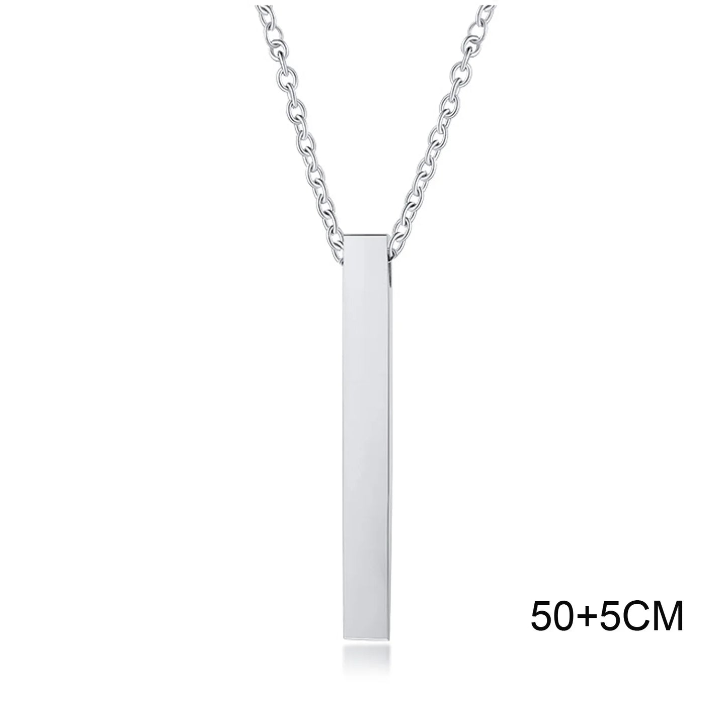 Waterproof Pillar Necklaces for Men Women,Stainless Steel Rectangle Vertical Bar Pendant Necklace,Simple Casual Collar Gifts