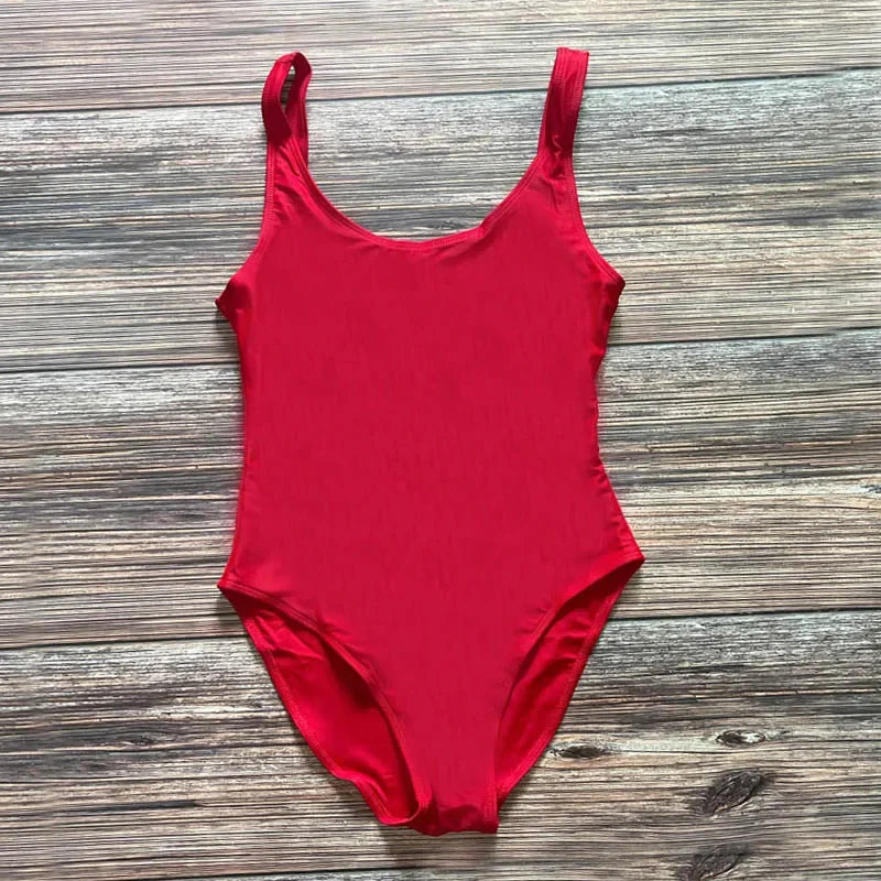 S-3XL Padded One Piece Swimsuit Women Swimwear Solid Bathing Suit