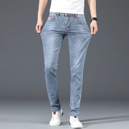 2024 New Men's Cotton Business Casual Skinny Jeans Trendy Fashionable
