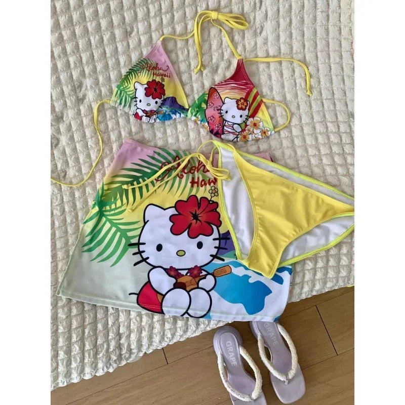 Hello Kitty Hawaii split swimsuit suit for women in summer kawaii hot
