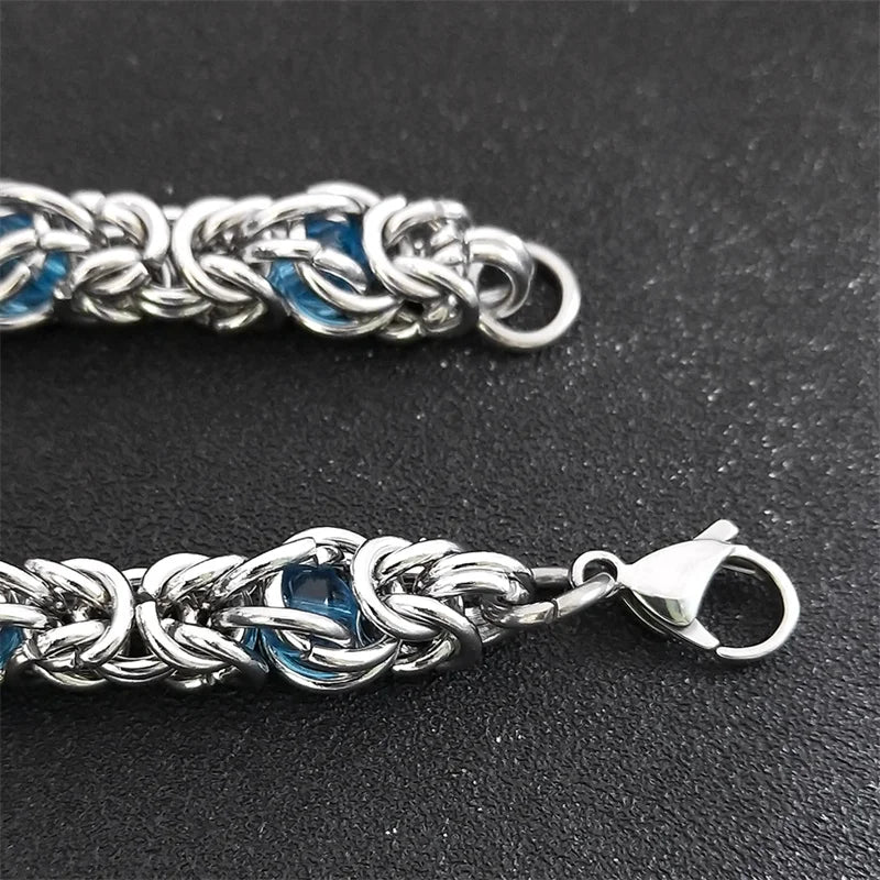 Trendy Byzantine Link Chain for Men Boys Stainless Steel Silver Color Think Necklace Biker Male Party Gift Jewelry collar hombre