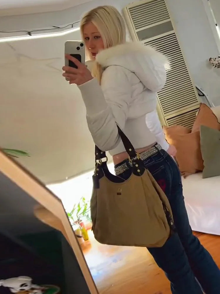 Fashion Hooded Women's Padding Coats Street Loose Zipper Long Sleeve Female Jacket 2025 Winter Soild Thicken Lady Outwears