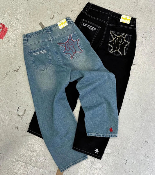 Y2k Men Retro Harajuku Clothing 2023 New Baggy Casual Wide Leg Jeans
