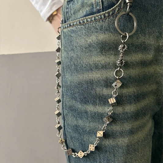 Vintage Punk Dice Pants Waist Chain Men Cool Jeans Chain Keychain