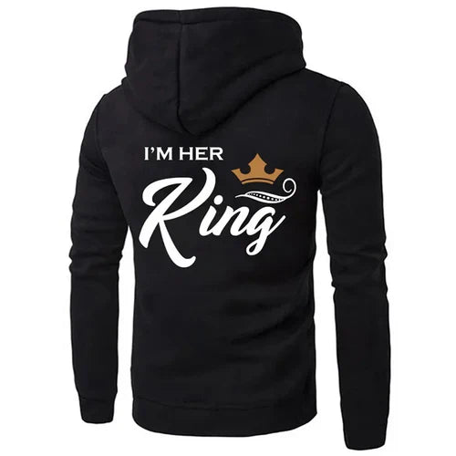 Printing Her King or His Queen Lover Hoodies Harajuku Fashion Casual