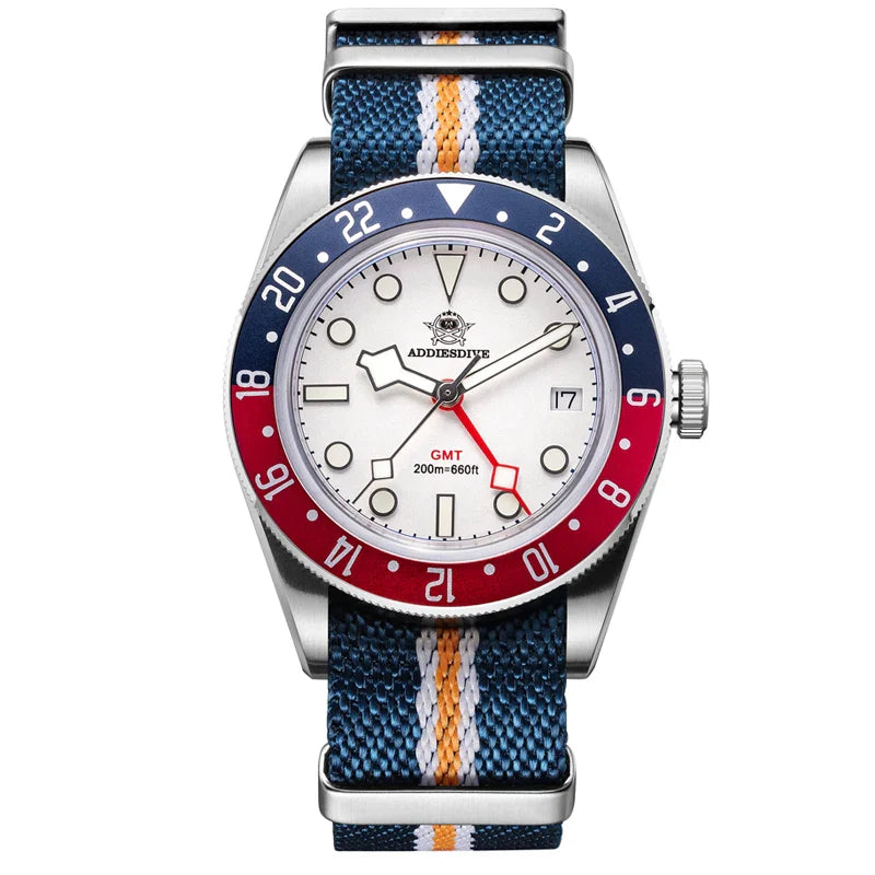 ADDIESDIVE Luxury GMT515-24H Men's Watch Diver 200m Bubble Mirror Glass BGW9 Super Luminous Stainless Steel Men's Analog Watches