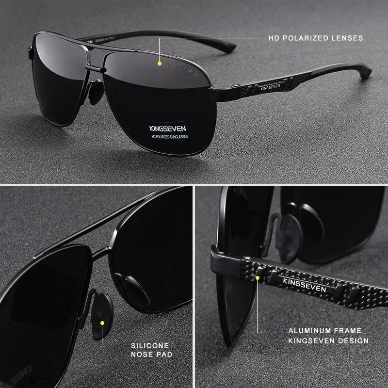 KINGSEVEN Polarized Aluminum Sunglasses Men UV400 HD Lens Pilot Eye
