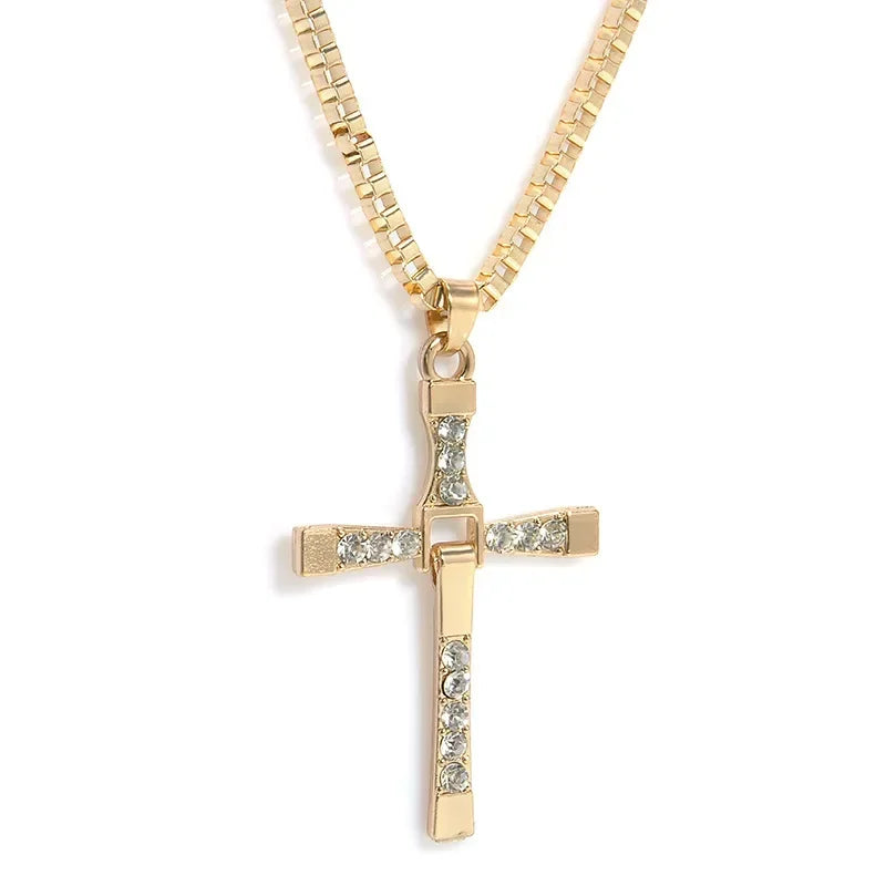 Dominic Toretto The Fast and The Furious Celebrity Vin Diesel Item Crystal Jesus Men Cross Pendant Necklace Gift Jewelry
