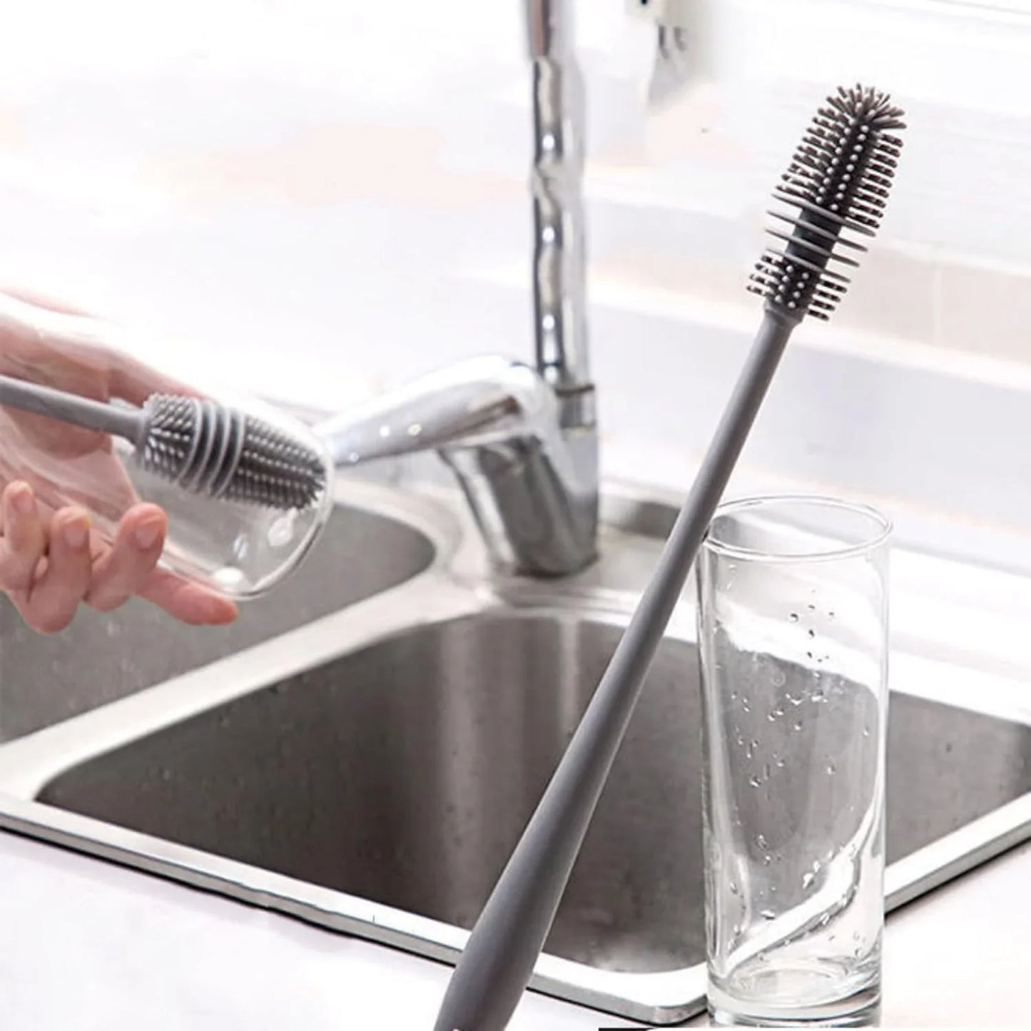 1/ 2PCS Silicone Cup Brush Glass Cleaner Kitchen Clean Tool Long