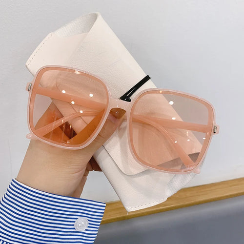 KAMMPT Vintage Oversized Square Sunglasses 2024 Women Fashion Gradient