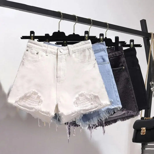 Summer Women's Cowboy Shorts Korean High Waist Casual Denim Shorts