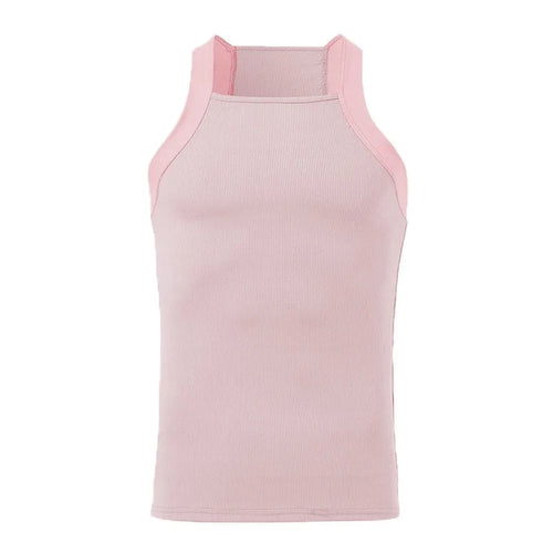 2023 Men Fashion Tank Tops Solid Color O-neck Sleeveless Skinny Gym
