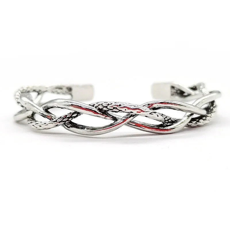 Vintage Mens Jewellery Woven Twist Texture Bracelet Bangles for Women