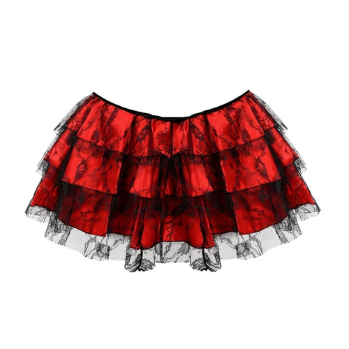 Sexy Layered Mesh Tulle Lace Mini Pleated Skirt Gothic Skirts Showgirl