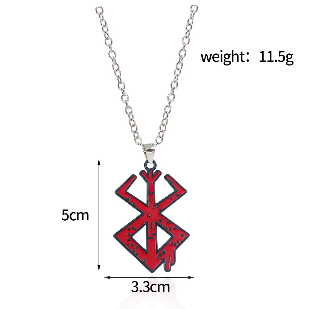Anime Berserk Red Logo 1997 Necklace Guts Slave Brand Logo Pendants Cosplay Props Gift For Men Women Backpack Jewelry