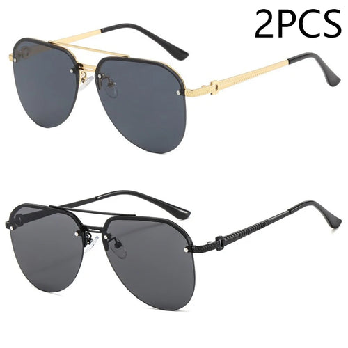 New Fashion Metal Half Frame Women's Outdoor Sunglasses Classic Double