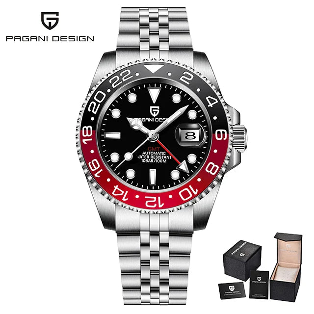 New PAGANI DESIGN Top Brand GMT Mens Wristwatch Sapphire Glass Automatic Men's Watch 100M Waterproof 40mm Men Mechanical Watches