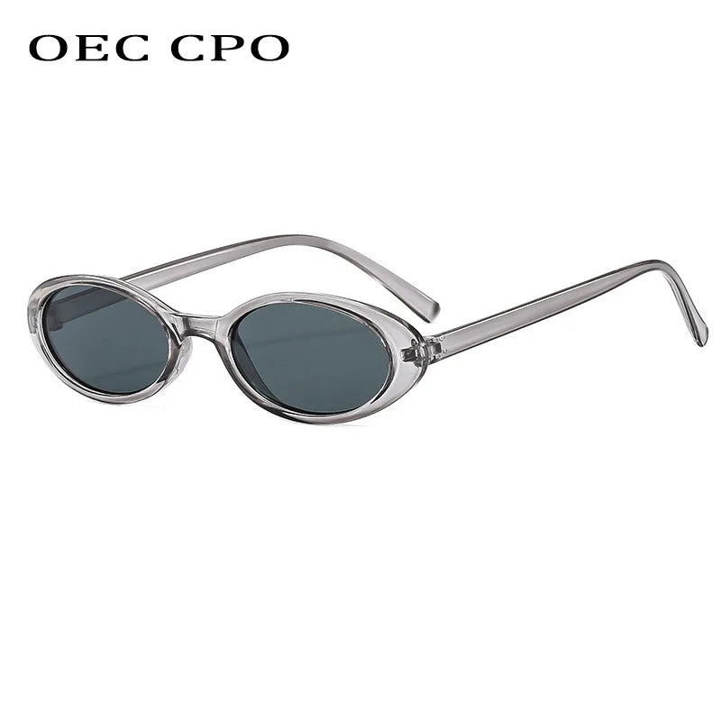 New Small Oval Sunglasses Women Men Trendy Vintage Hip Hop Cat Eye Sun