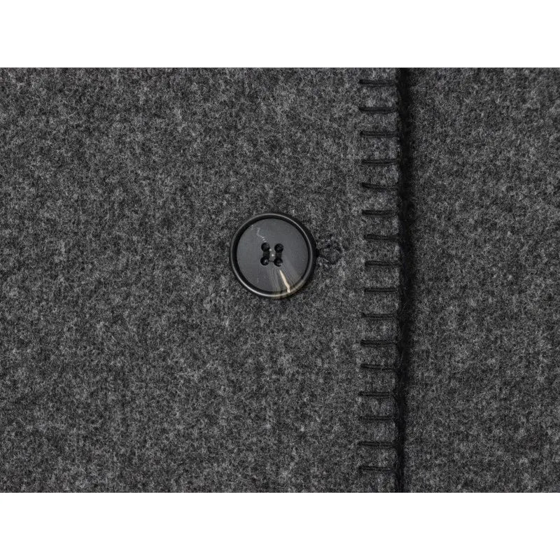 Women Wool Jacket with Wide Shoulder Autumn Vintage High Neck Long Sleeve Button Lady Coats Causal Female Chic Tops